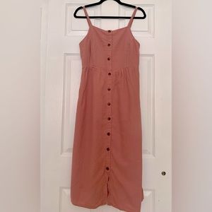 Old Navy Coral Pink Midi Spaghetti Strap Dress